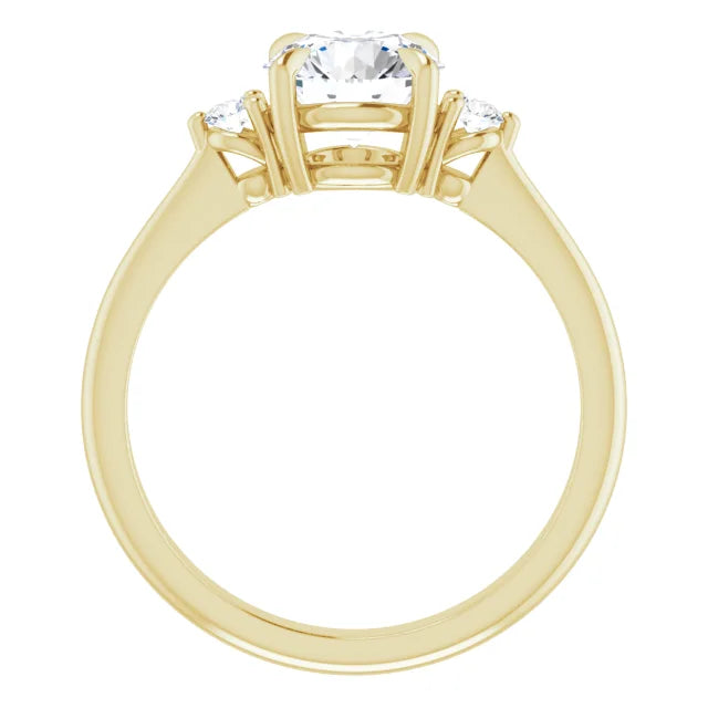 Round Brilliant Yellow Gold Accent Engagement Ring