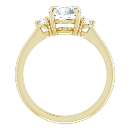 Round Brilliant Yellow Gold Accent Engagement Ring