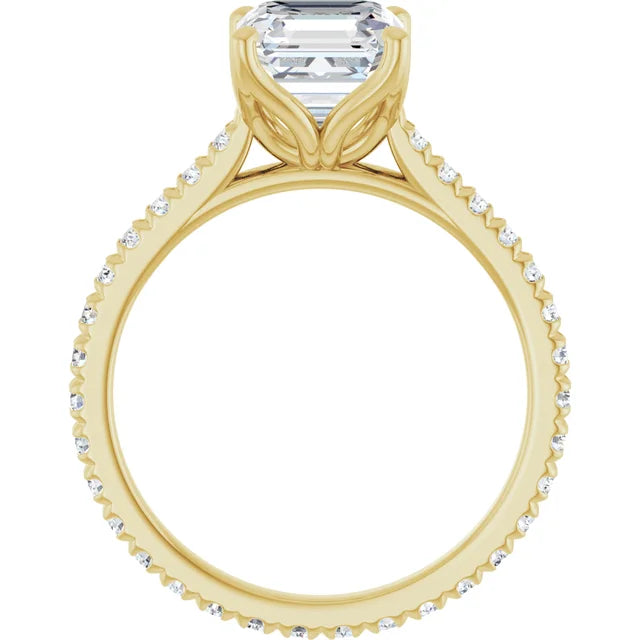 Asscher Yellow Gold Claw Set Eternity Style Engagement Ring