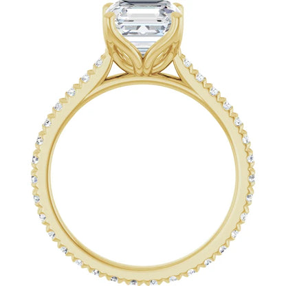 Asscher Yellow Gold Claw Set Eternity Style Engagement Ring