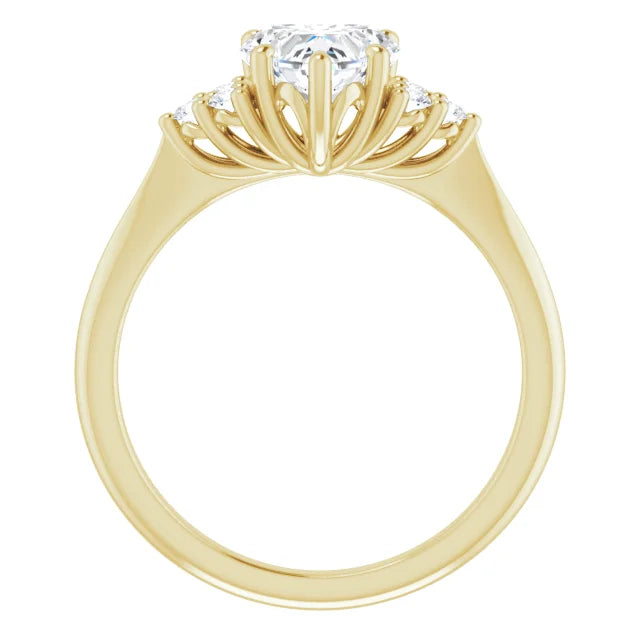 Heart Yellow Gold Antique Inspired Design Engagement Ring