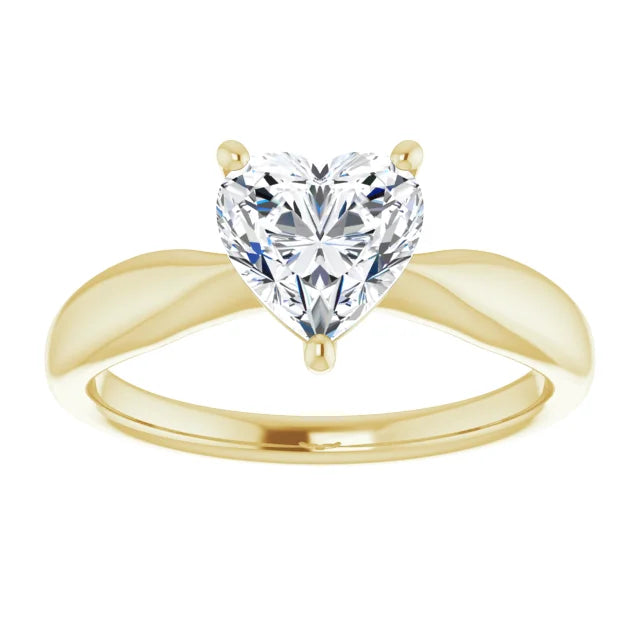 Heart Yellow Gold Knife Edge Solitaire Engagement Ring