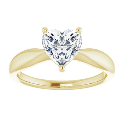 Heart Yellow Gold Knife Edge Solitaire Engagement Ring