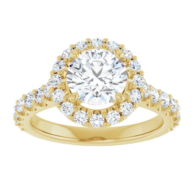 Round Brilliant Halo Yellow Gold Style Engagement Ring