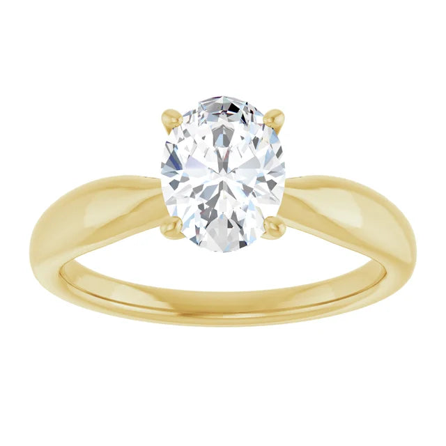 Oval Yellow Gold Knife Edge Solitaire Engagement Ring