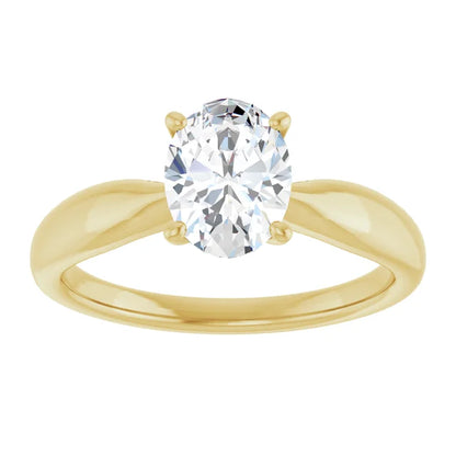 Oval Yellow Gold Knife Edge Solitaire Engagement Ring