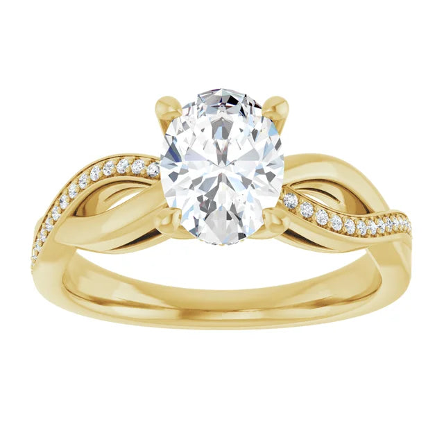 Oval Yellow Gold Claw Set Twist Style Engagement Ring 