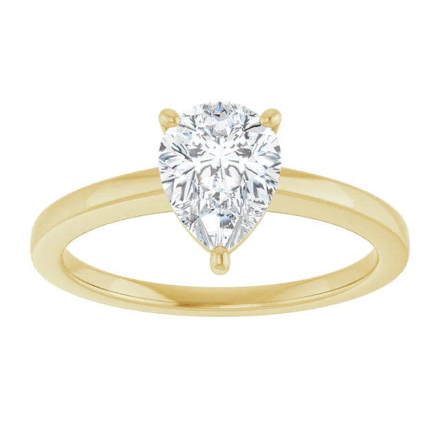 Pear Yellow Gold Solitaire Style Engagement Ring