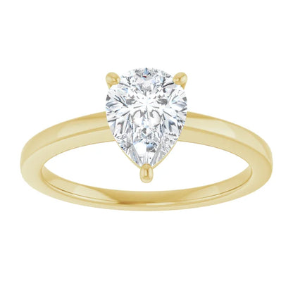 Pear Yellow Gold Solitaire Style Engagement Ring