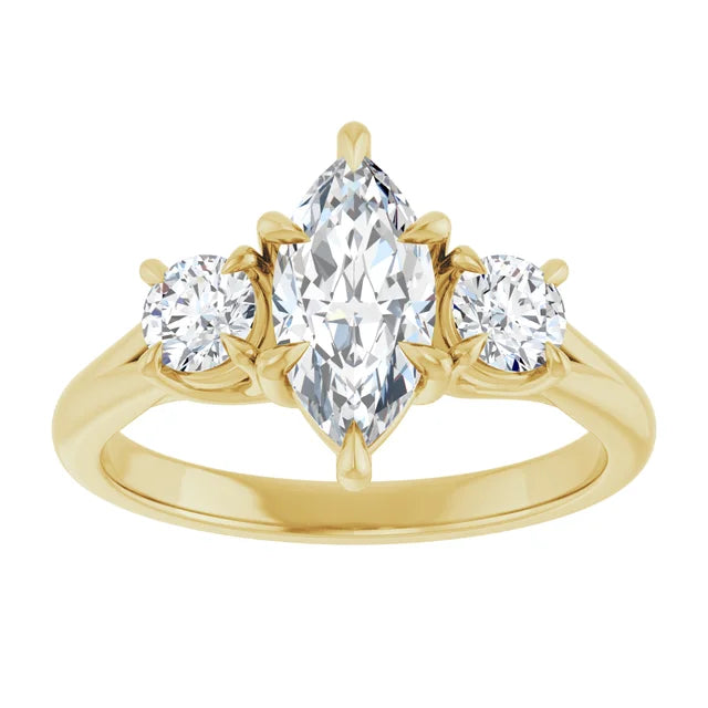Marquise Yellow Gold Accent Engagement Ring