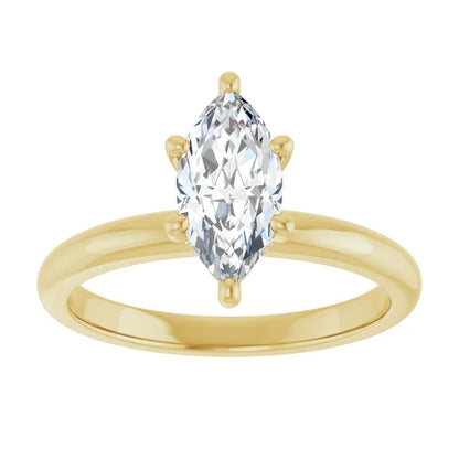 Marquise Cut Yellow Gold Low Hidden Halo Solitaire Engagement Ring