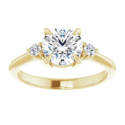 Round Brilliant Yellow Gold Accent Engagement Ring