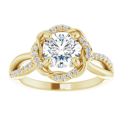 Round Brilliant Yellow Gold Antique Inspired Design Engagement Ring