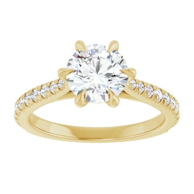 Round Brilliant Yellow Gold Claw Set Style Engagement Ring