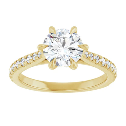 Round Brilliant Yellow Gold Claw Set Style Engagement Ring