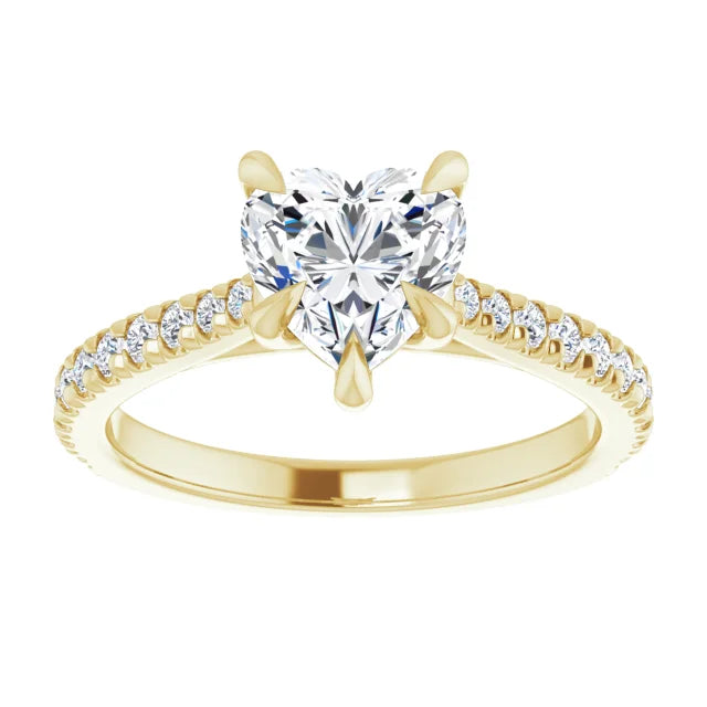 Heart Yellow Gold Claw Set Style Engagement Ring