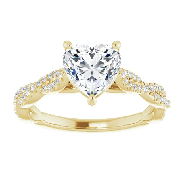 Heart Yellow Gold Twist Style Engagement Ring