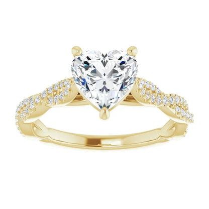 Heart Yellow Gold Twist Style Engagement Ring