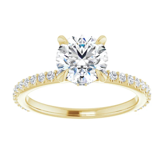 Round Brilliant Yellow Gold Claw Set Style Engagement Ring 