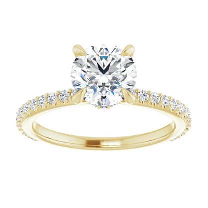 Round Brilliant Yellow Gold Claw Set Style Engagement Ring 