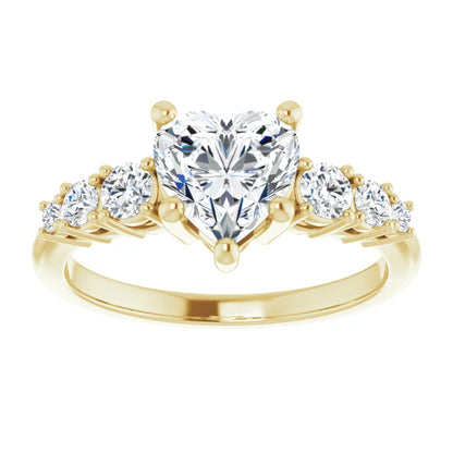 Heart Yellow Gold Multi Stone Accent Style Engagement Ring