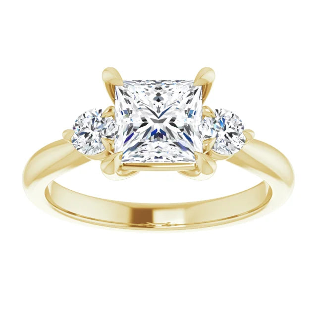 Princess Yellow Gold Accent Engagement Ring