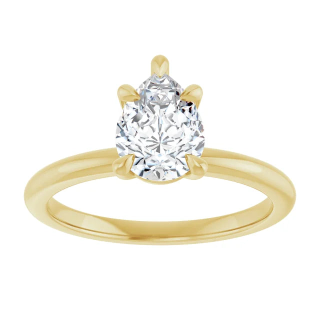 Pear Yellow Gold Solitaire Engagement Ring