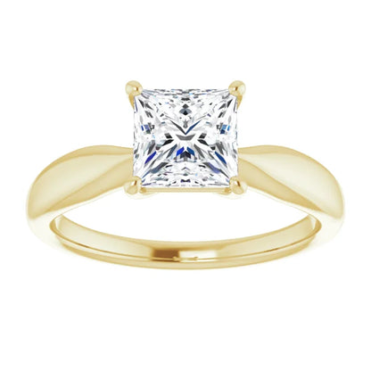 Princess Yellow Gold Knife Edge Solitaire Engagement Ring