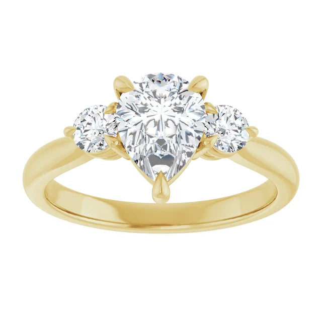 Pear Yellow Gold Accent Engagement Ring