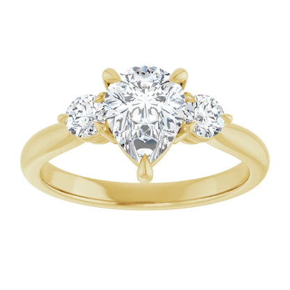 Pear Yellow Gold Accent Engagement Ring
