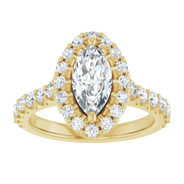 Marquise Halo Yellow Gold Style Engagement Ring