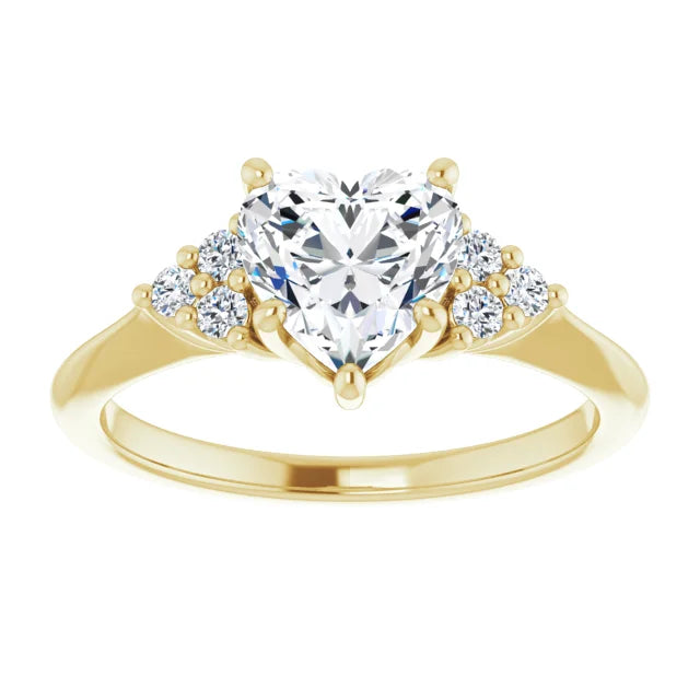 Heart Yellow Gold Antique Inspired Design Engagement Ring