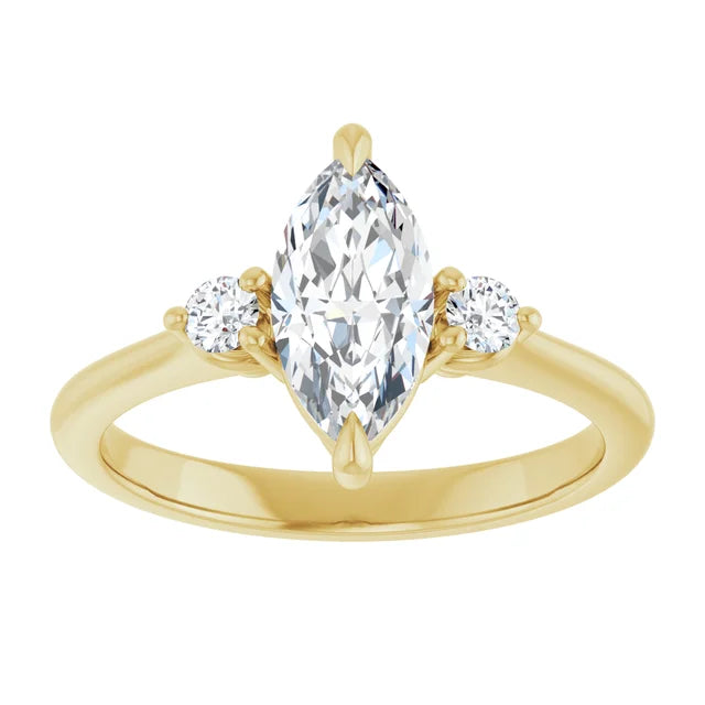 Marquise Yellow Gold Accent Engagement Ring