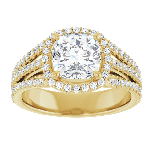 Cushion Yellow Gold Halo Style Engagement Ring