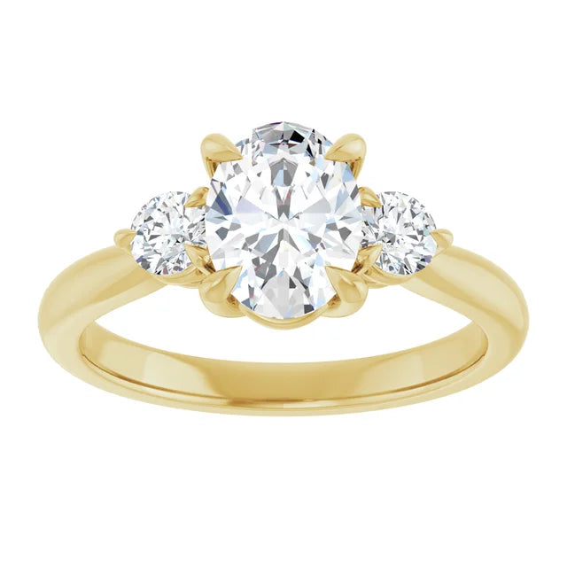 Oval Yellow Gold Accent Engagement Ring