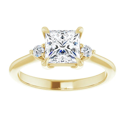 Princess Yellow Gold Accent Engagement Ring