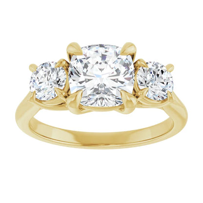Cushion Yellow Gold Accent Engagement Ring