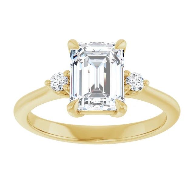 Emerald Yellow Gold Accent Engagement Ring