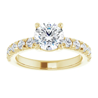 Round Brilliant Yellow Gold Four Claw Set Style Engagement Ring