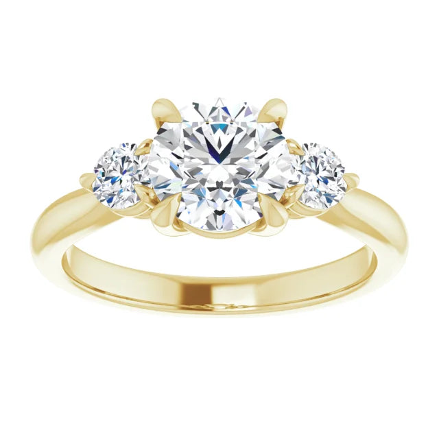 Round Brilliant Yellow Gold Accent Engagement Ring