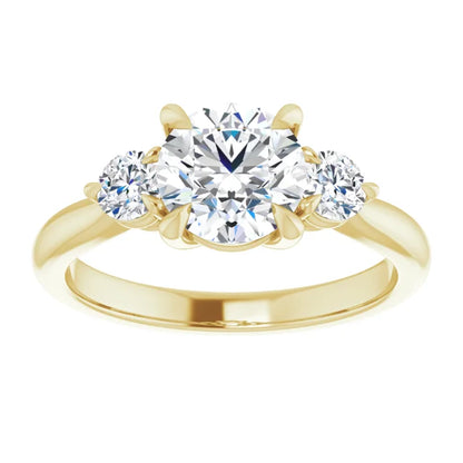 Round Brilliant Yellow Gold Accent Engagement Ring