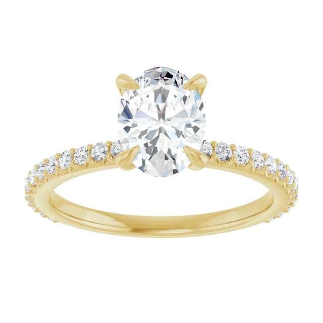 Oval Yellow Gold Claw Set Style Engagement Ring 