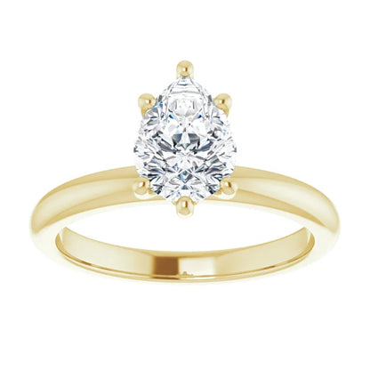 Pear Cut Yellow Gold Low Hidden Halo Solitaire Engagement Ring