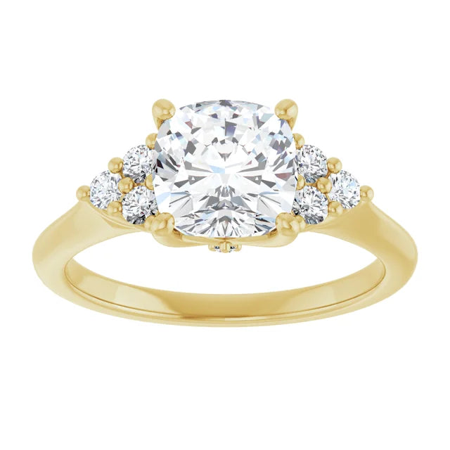 Cushion Yellow Gold Antique Inspired Design Engagement Ring