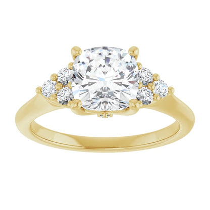 Cushion Yellow Gold Antique Inspired Design Engagement Ring