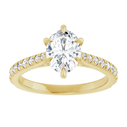 Oval Yellow Gold Claw Set Style Engagement Ring