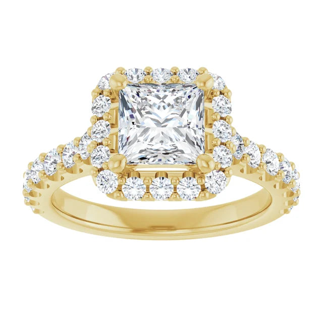 Princess Halo Yellow Gold Style Engagement Ring