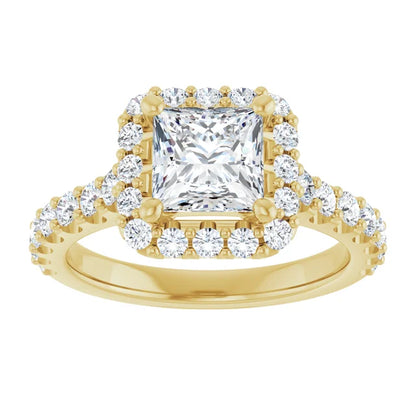 Princess Halo Yellow Gold Style Engagement Ring