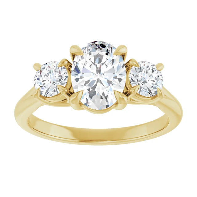 Oval Yellow Gold Accent Engagement Ring