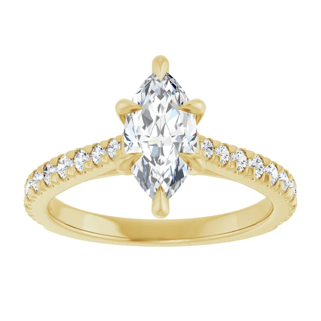 Marquise Yellow Gold Claw Set Style Engagement Ring